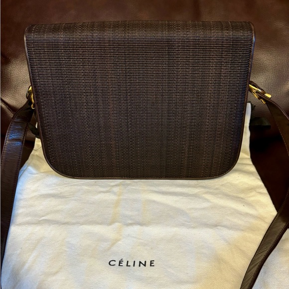 Celine triomphe Medium classique classic box brown canvas flat handbag Vintage - Picture 3 of 16